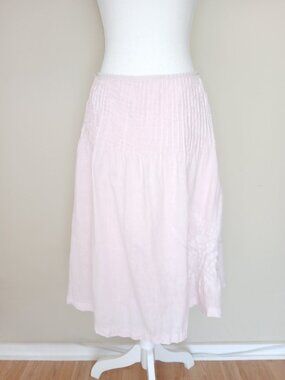 Tommy Hilfiger Pink 100 % Linen Prairie A Line Skirt Size 8